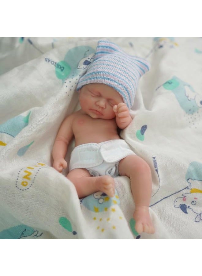 Mire & Mire 7 inch Boy Miniature Sleeping Full Silicone Mini Baby Dolls with Feeding Accessory Lifelike Baby Doll Soft Realistic Baby Doll - Image 4