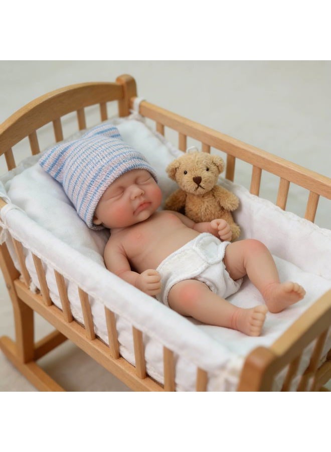 Mire & Mire 7 inch Boy Miniature Sleeping Full Silicone Mini Baby Dolls with Feeding Accessory Lifelike Baby Doll Soft Realistic Baby Doll - Image 3
