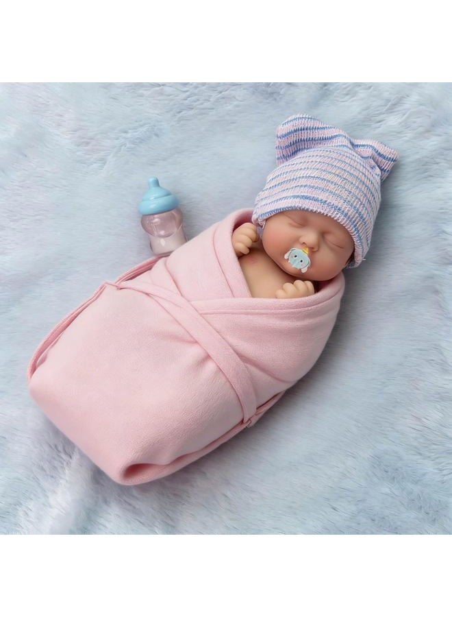 Mire & Mire 7 inch Boy Miniature Sleeping Full Silicone Mini Baby Dolls with Feeding Accessory Lifelike Baby Doll Soft Realistic Baby Doll - Image 2