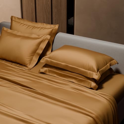 Stoa Paris Super King Size Bedsheet with 4 Pillow Covers, 300TC Satin Premium Bedding Set, Housewarming, Wedding Gift for Couple, Date Night - Eternal Glow - Image 4