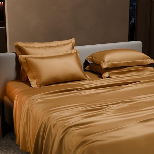 Stoa Paris Super King Size Bedsheet with 4 Pillow Covers, 300TC Satin Premium Bedding Set, Housewarming, Wedding Gift for Couple, Date Night - Eternal Glow - Image 3