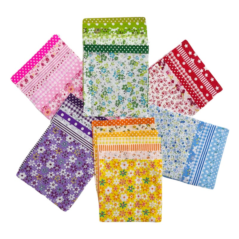 Litboom 42PCS Quilting Cotton Fabric Squares, Floral Pattern 5x5 Inch Pre-Cut Bundle, 100% Woven Cotton, Multicolor Patchwork for DIY Sewing, Crafts - Image 5