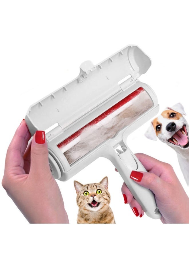 شابية بكرة ​​إزالة شعر الحيوانات الأليفة - بكرة إزالة الوبر لشعر الحيوانات الأليفة - مزيل شعر الكلاب والقطط ذاتي التنظيف - يزيل شعر الكلاب والقطط من الأثاث والسجاد والفراش والملابس والمزيد (أبيض) - Image 2