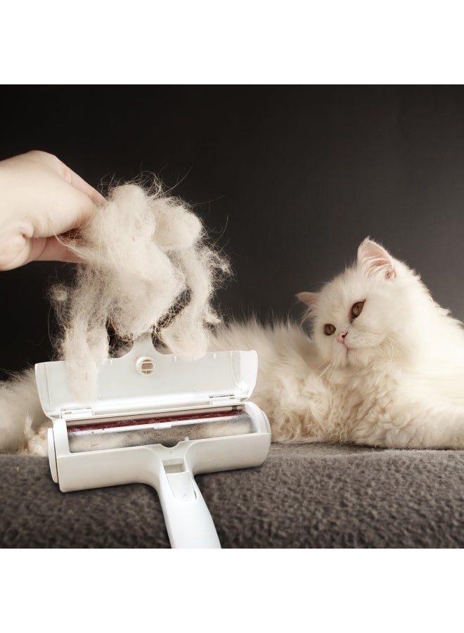 شابية بكرة ​​إزالة شعر الحيوانات الأليفة - بكرة إزالة الوبر لشعر الحيوانات الأليفة - مزيل شعر الكلاب والقطط ذاتي التنظيف - يزيل شعر الكلاب والقطط من الأثاث والسجاد والفراش والملابس والمزيد (أبيض) - Image 3