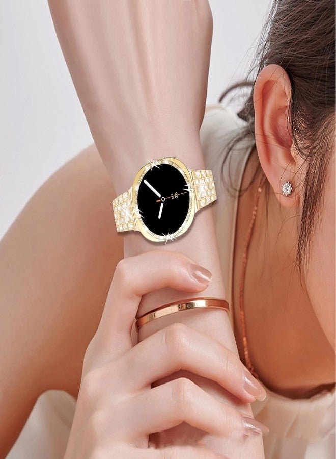 DEALELE Bands and Case Compatible with Samsung Galaxy Watch 8 40mm, Bling Rhinestone Diamond Metal Bracelet with Shiny Protective Case Cover Replacement for Women Men (40mm, Gold) - Image 4