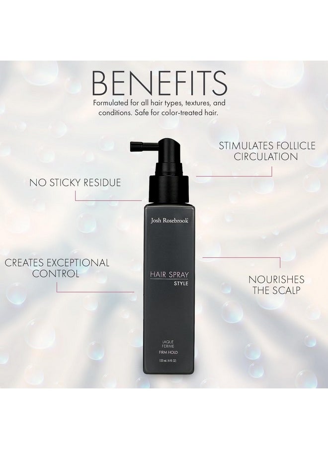 Josh Rosebrook Hair Spray Firm Hold Hair Spray To Control Any Hair Style While Encouraging Strong Hair Growth. 120Ml 4Oz  - Image 2
