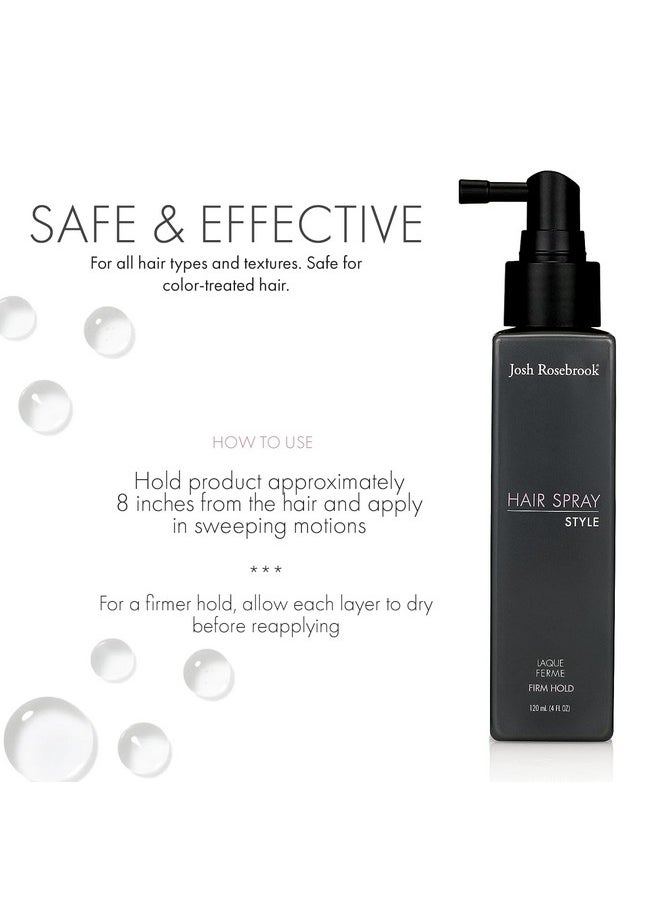 Josh Rosebrook Hair Spray Firm Hold Hair Spray To Control Any Hair Style While Encouraging Strong Hair Growth. 120Ml 4Oz  - Image 4
