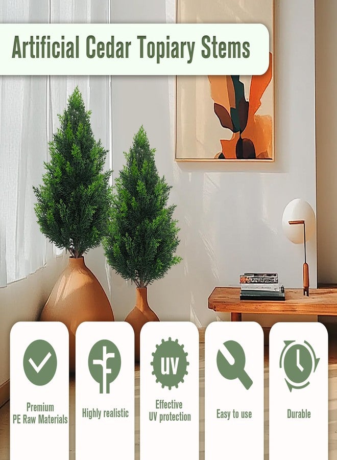 DOPGIB Artificial Cedar Topiary Plants: 20 Inch (2P) UV Resistant Faux Pine Stems Shrubs Plastic Greenery for Outdoor Indoor Home Decor, Garden, Front Porch, Office, Restaurant & Holiday Party - Image 5