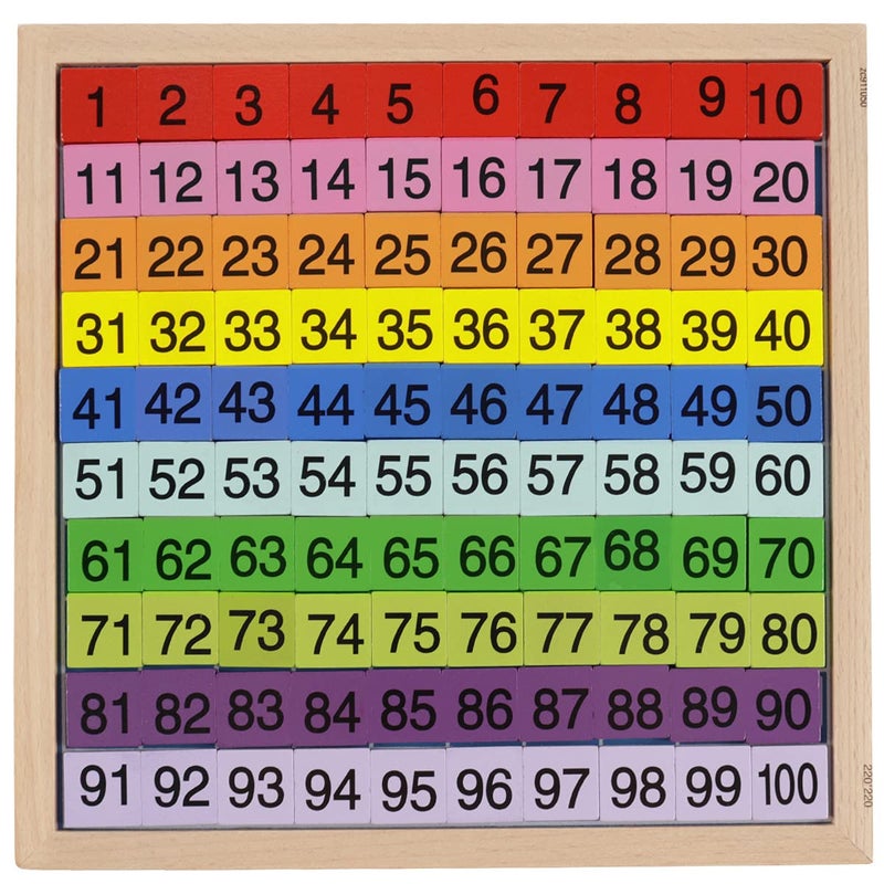 Umbresen Wooden Hundred Board Toy, Montessori 1-100 Consecutive Numbers Preschool Learning Toys Gift for Kids with Storage Bag (Hundred Board) - Image 1