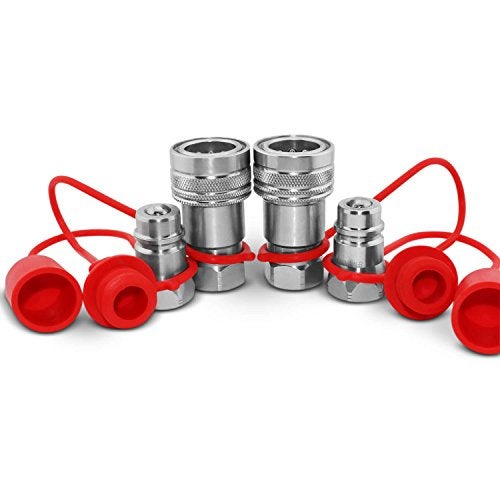 Summit Hydraulics 1/2" Ag ISO 5675 Hydraulic Quick Connect Tractor Couplers, Ball Pioneer Style w/Dust Caps, 2 Sets - Image 1