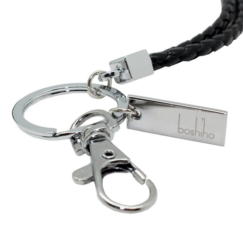 boshiho Office Lanyard, PU Leather Necklace Lanyard with Strong Clip and Keychain for Keys, ID Badge Holder, USB or Cell Phone (Black) - Image 2