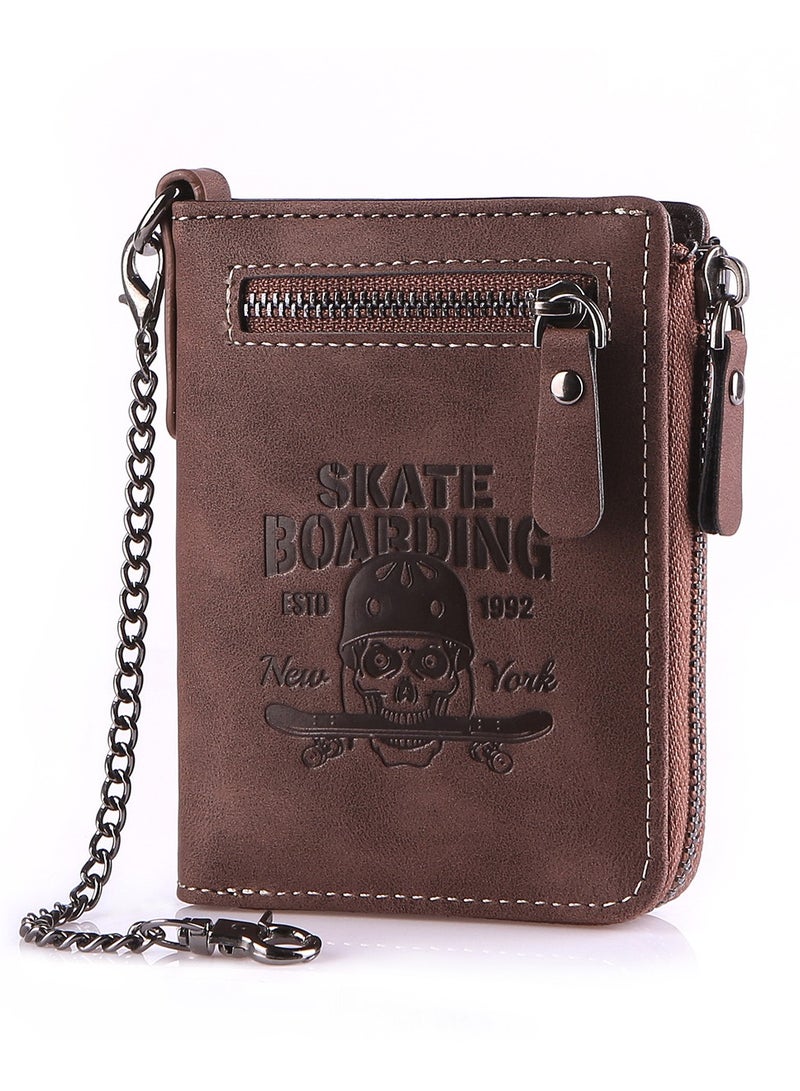 بايلليري محفظة كرتونية ريترو محفظة قصيرة للطلاب بسحاب حقيبة جلدية وحامل بطاقات عملات معدنية ومحفظة عملات معدنية هدية - Image 1