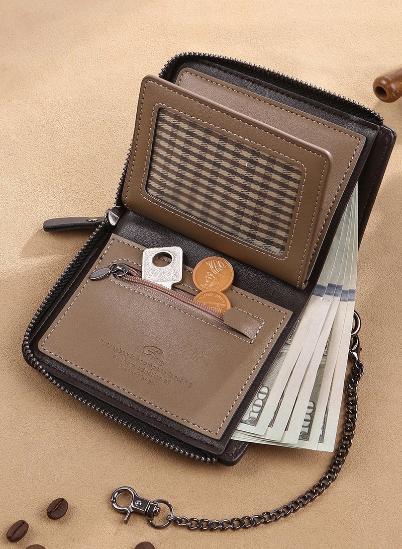 بايلليري محفظة كرتونية ريترو محفظة قصيرة للطلاب بسحاب حقيبة جلدية وحامل بطاقات عملات معدنية ومحفظة عملات معدنية هدية - Image 2