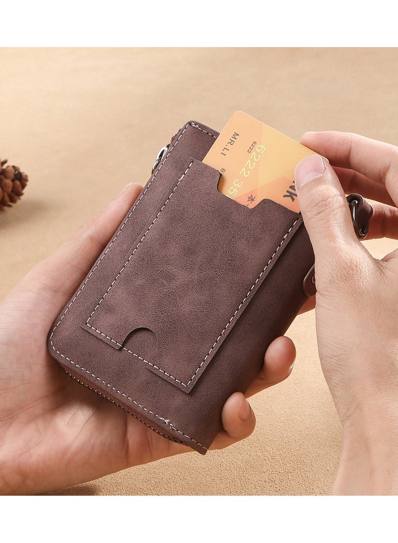 بايلليري محفظة كرتونية ريترو محفظة قصيرة للطلاب بسحاب حقيبة جلدية وحامل بطاقات عملات معدنية ومحفظة عملات معدنية هدية - Image 3