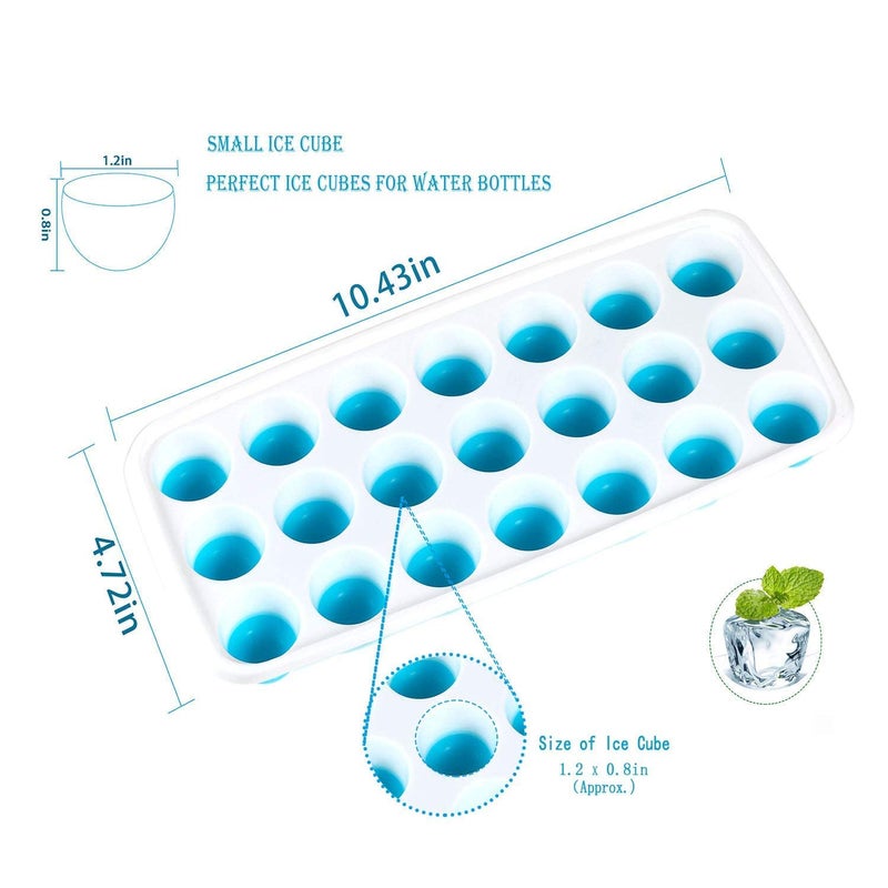 Clink Ice Cube Trays Easy Release-Odor free,Spill Resistant Lid Included,2 Pack, Small Size, Stackable 42 Cubes,Silicone(Blue) - Image 2