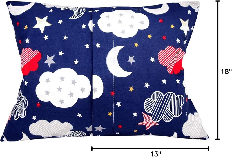 Comfy Turtles Toddler Pillowcase 13x18 - Moon Star Cloud Child Pillow Case, Cotton Toddler Pillowcase Star, Travel Pillow Case Cover - Navy Blue Moon Stars - Image 3