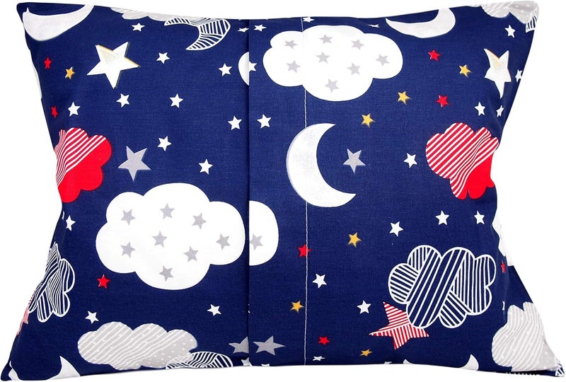 Comfy Turtles Toddler Pillowcase 13x18 - Moon Star Cloud Child Pillow Case, Cotton Toddler Pillowcase Star, Travel Pillow Case Cover - Navy Blue Moon Stars - Image 2