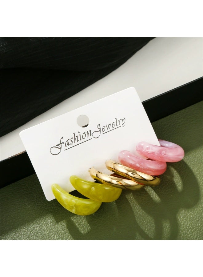 Goolsky Women’s Acrylic Color Earring Set – Simple Stylish Hoop & Stud Combo, Lightweight Fashion Jewelry for Daily Wear - Image 4