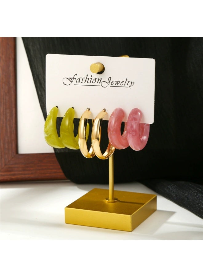 Goolsky Women’s Acrylic Color Earring Set – Simple Stylish Hoop & Stud Combo, Lightweight Fashion Jewelry for Daily Wear - Image 5