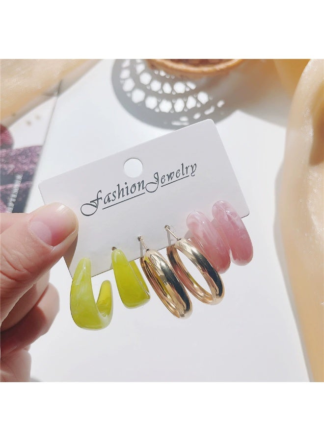 Goolsky Women’s Acrylic Color Earring Set – Simple Stylish Hoop & Stud Combo, Lightweight Fashion Jewelry for Daily Wear - Image 1