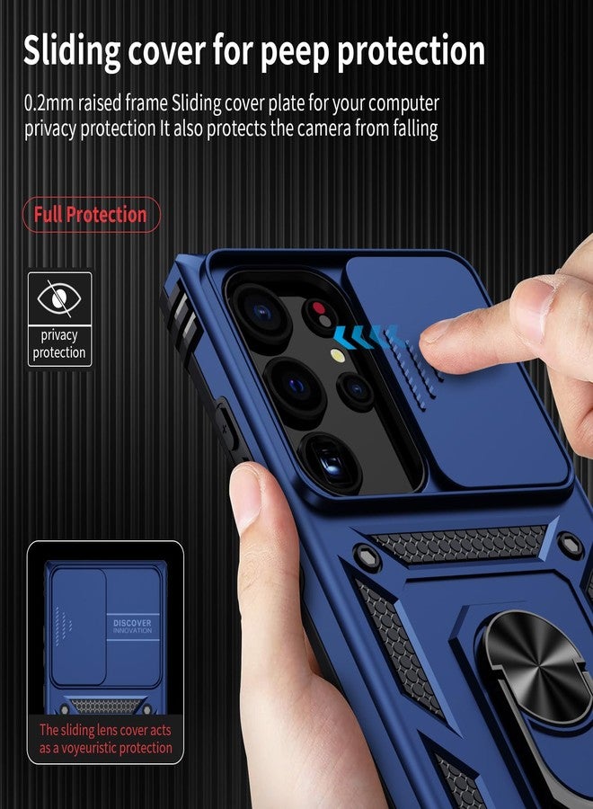 Weycolor for Samsung Galaxy S23 Ultra Case with Camera Lens Cover,10 FT Military Grade Drop Protection, Magnetic Ring Holder Kickstand Protective Phone Case for Samsung Galaxy S23 Ultra, Navy Blue - Image 3