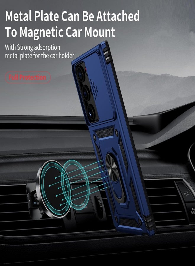 Weycolor for Samsung Galaxy S23 Ultra Case with Camera Lens Cover,10 FT Military Grade Drop Protection, Magnetic Ring Holder Kickstand Protective Phone Case for Samsung Galaxy S23 Ultra, Navy Blue - Image 2