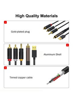 KASTWAVE Digital to Analog Audio Conversion Cable,Digital SPDIF Coaxial to Analog L/R RCA & 3.5mm AUX Stereo Audio Cable for PS4 Xbox HDTV DVD Headphone (3 M)  - Image 3