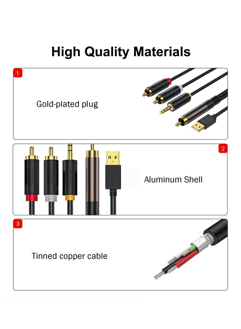KASTWAVE Digital to Analog Audio Conversion Cable,Digital SPDIF Coaxial to Analog L/R RCA & 3.5mm AUX Stereo Audio Cable for PS4 Xbox HDTV DVD Headphone (3 M)  - Image 3