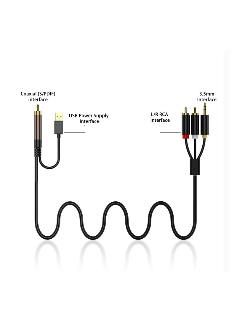 KASTWAVE Digital to Analog Audio Conversion Cable,Digital SPDIF Coaxial to Analog L/R RCA & 3.5mm AUX Stereo Audio Cable for PS4 Xbox HDTV DVD Headphone (3 M)  - Image 2
