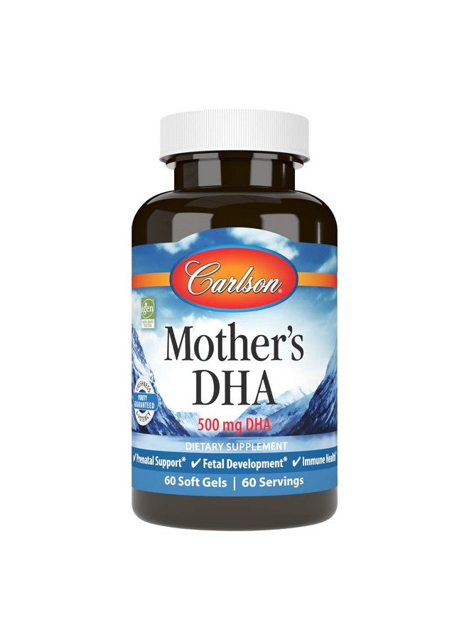 Carlson - Mother's DHA, 500 mg DHA, Prenatal Support, Fetal Development & Immune Health, 60 Softgels - Image 1