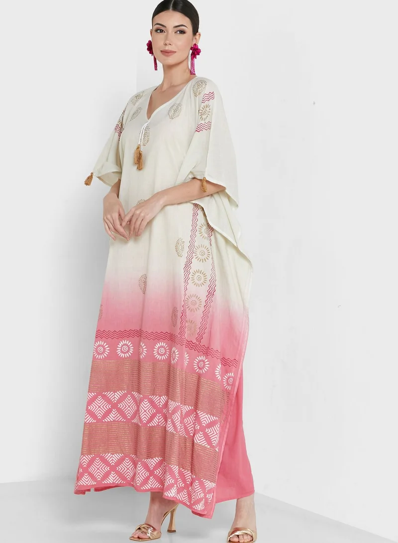 ARABIAN CLOSET Color Block Kaftan