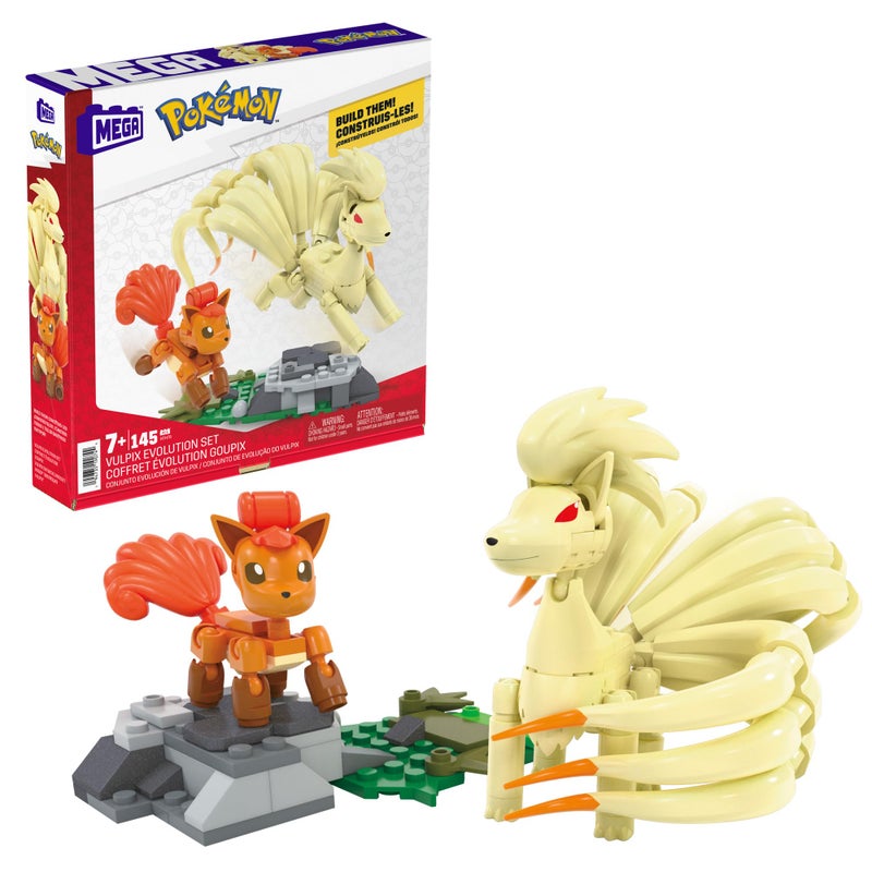 Mega Brands Mega Pokmon Evolution of Vulpix 2 Figures Vulpix and Ninetals 145 Building Blocks Toy 7 Years Mattel HTH79 - Image 4