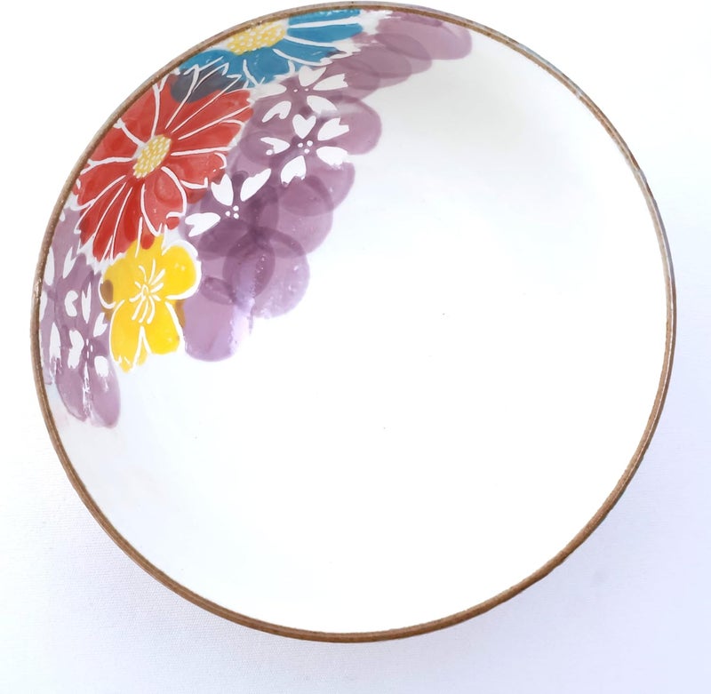 Japanese Rice Bowl D45 inch Japanese HasamiWare Hand paint Pottery Violet  White Stunning Masterpiece PB0056 - Image 3