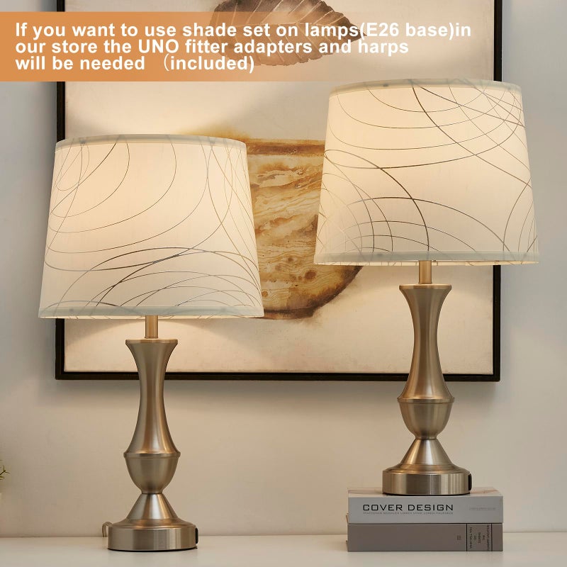 Luvkczc White Lampshades Set of 2 for Table Floor Lamp, Lampshades with with Line Design, 12.7" Top x 12.7" Bottom x 10" High, Natural Linen Hand Crafted, Lamp Shade Harp Holder Included - Image 4