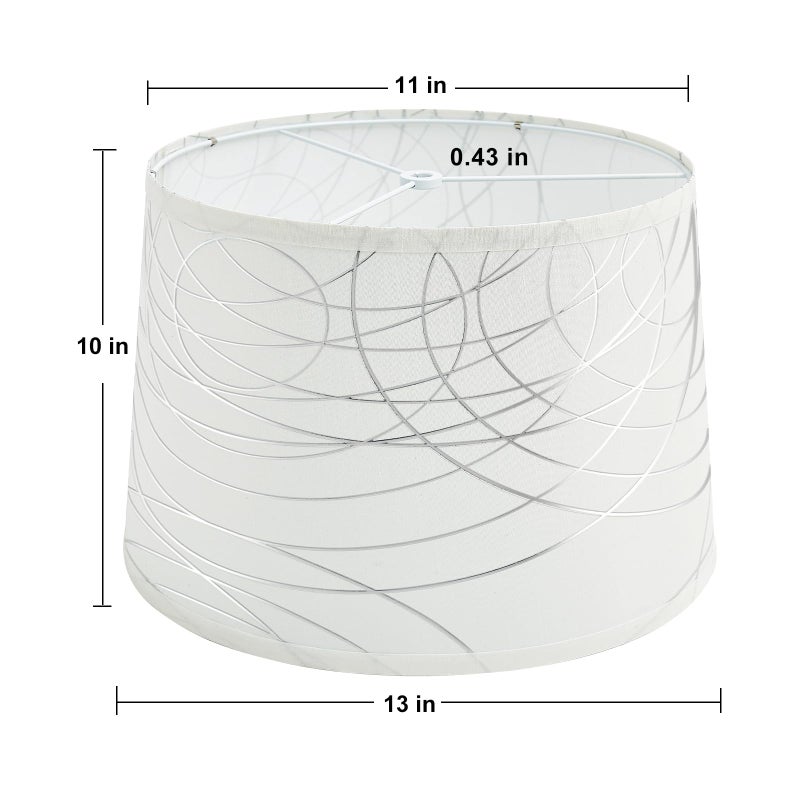 Luvkczc White Lampshades Set of 2 for Table Floor Lamp, Lampshades with with Line Design, 12.7" Top x 12.7" Bottom x 10" High, Natural Linen Hand Crafted, Lamp Shade Harp Holder Included - Image 2