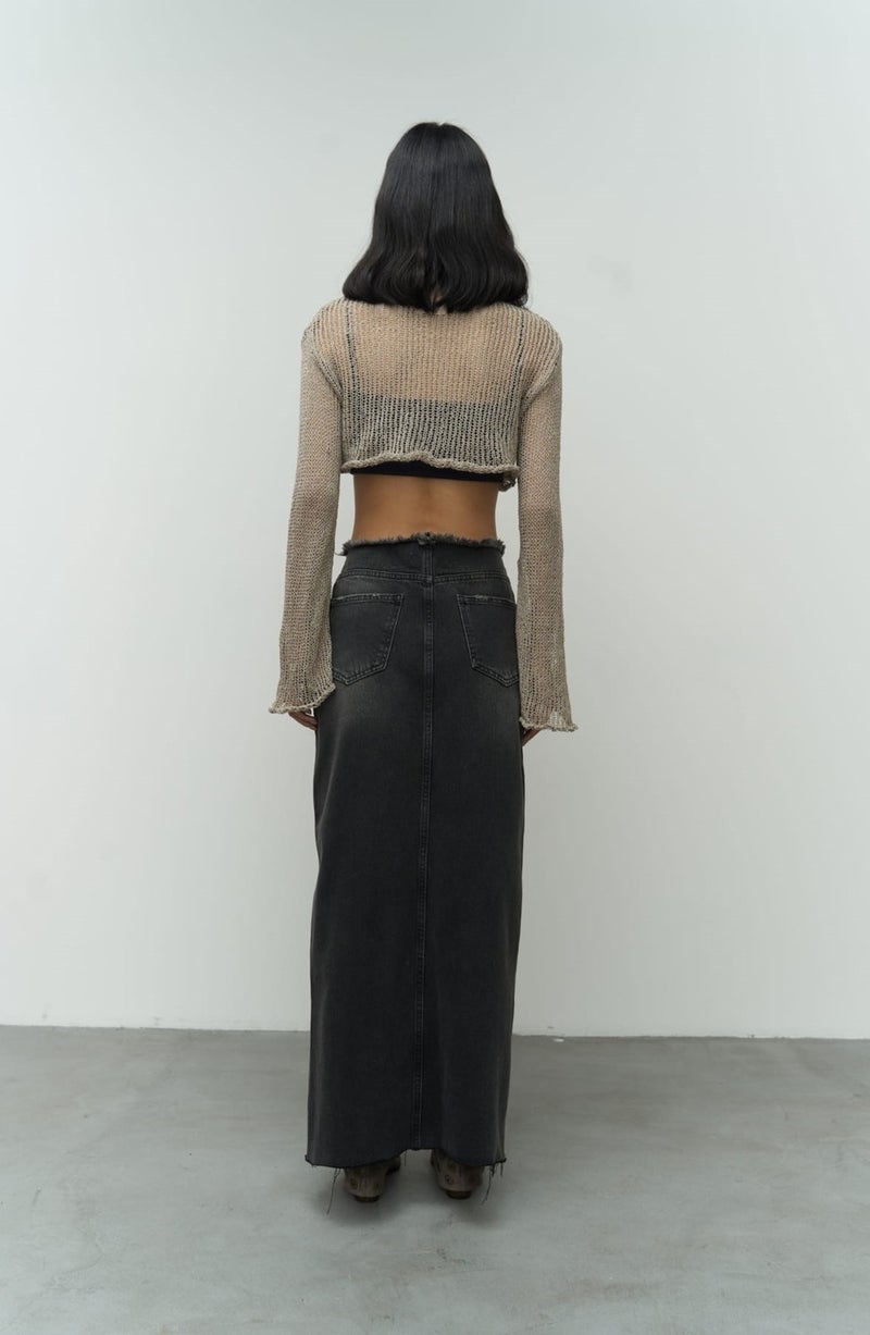 Mai Collection Arket Waist Detail Smoked Jean Skirt - Image 5