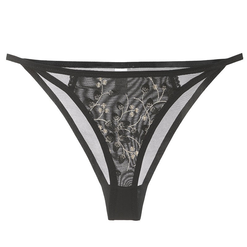 Mesh Lace Court Wearing French Fishbone Underwear Womens Cross-border Embroidered Bra Panties Set Black Panties T2010B 