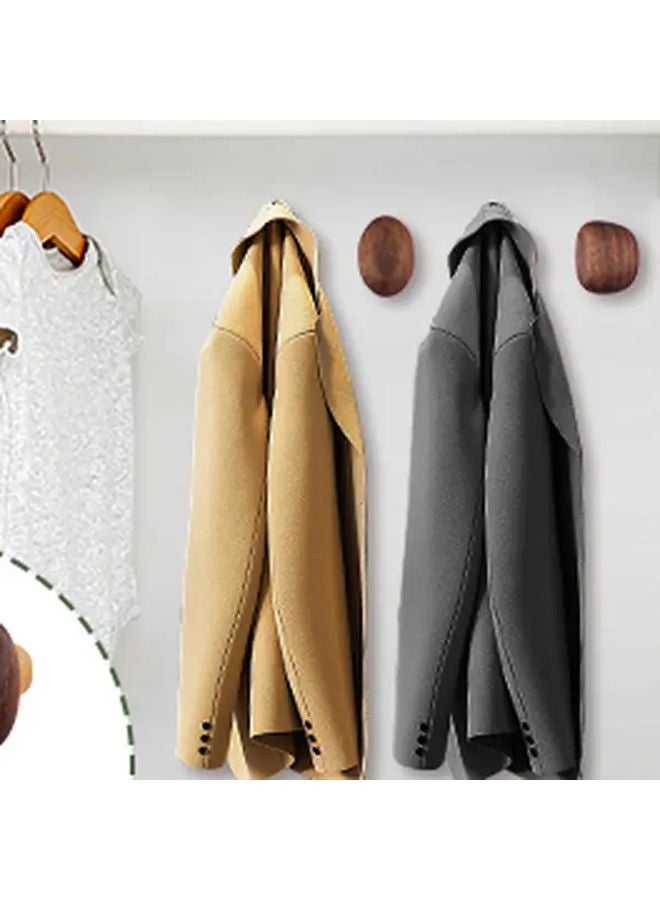 4 قطع من خطافات الحائط الخشبية من الجوز الأسود، علاقة معاطف متينة منظمة للمنزل - Image 1