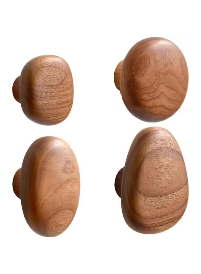 4 قطع من خطافات الحائط الخشبية من الجوز الأسود، علاقة معاطف متينة منظمة للمنزل - Image 2