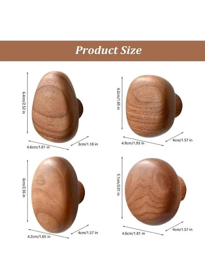 4 قطع من خطافات الحائط الخشبية من الجوز الأسود، علاقة معاطف متينة منظمة للمنزل - Image 3