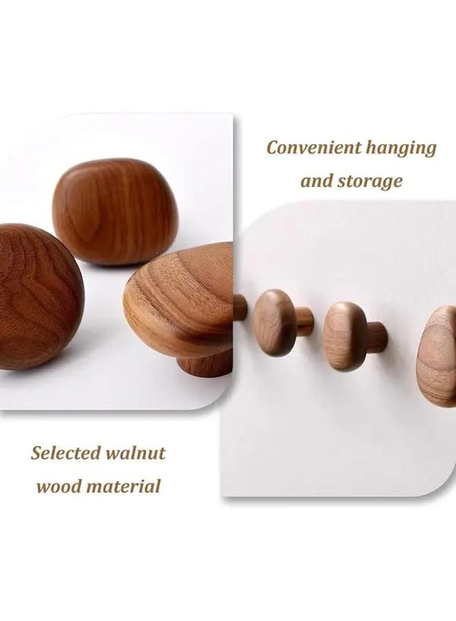 4 قطع من خطافات الحائط الخشبية من الجوز الأسود، علاقة معاطف متينة منظمة للمنزل - Image 4