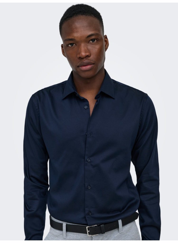 Only & Sons Men's Cotton-Polyester Stretch Full Sleeve Shirt - Image 1