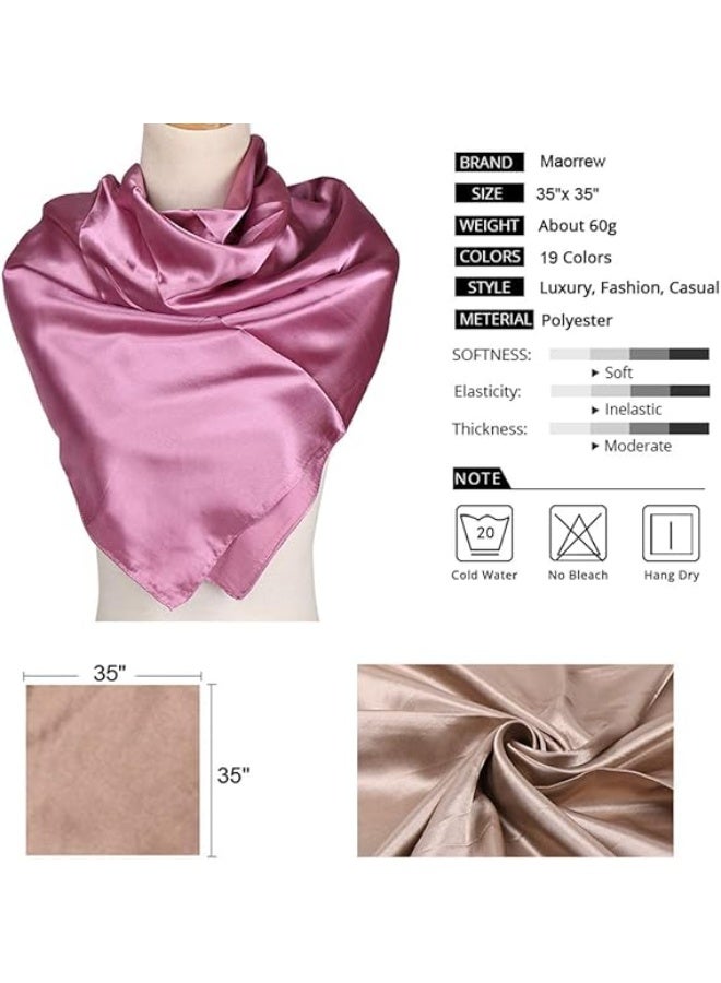 35" x 35" Women’s Large Satin Square Scarf – Silk-Feel Hair Scarf, Turban Style Head Wrap for Fashion & Hair Protection (Black) - Image 5
