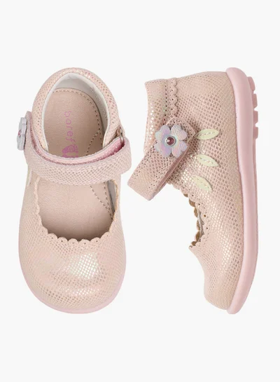 Barefeet Textured Mary Jane Shoes with Hook and Loop Closure
