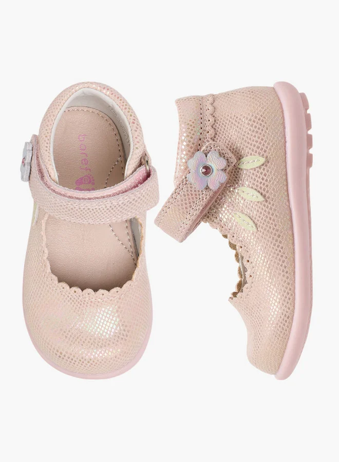 بيرفيت Textured Mary Jane Shoes with Hook and Loop Closure
