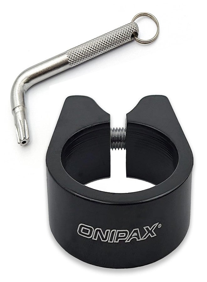 ONIPAX Anti-Theft Bicycle Seatpost Clamp - Secure 7-Lobe Pin Bolt with Specialized Security Key - CNC Machined Aluminum Alloy Seat Post Collar - 31.8mm / 34.9mm - Black - Image 1