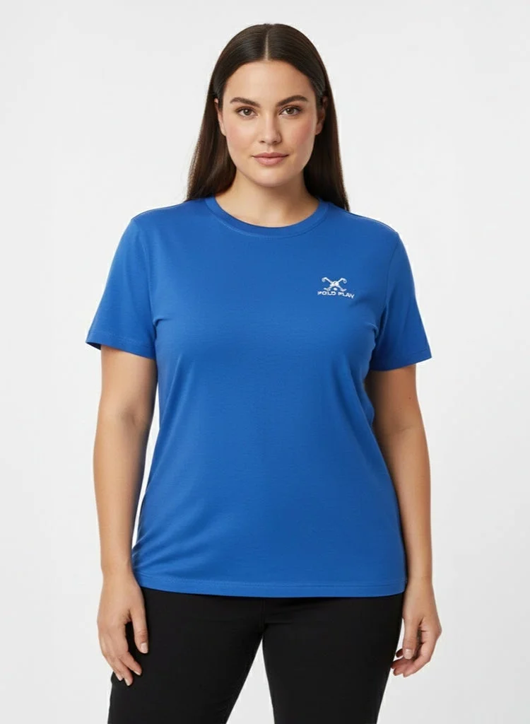 لعب البولو تيشيرت نسائي برسومات - أزرق ملكي