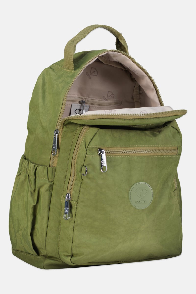 I Love Fashion Women Brand Logo Backpack, Olive - Image 3