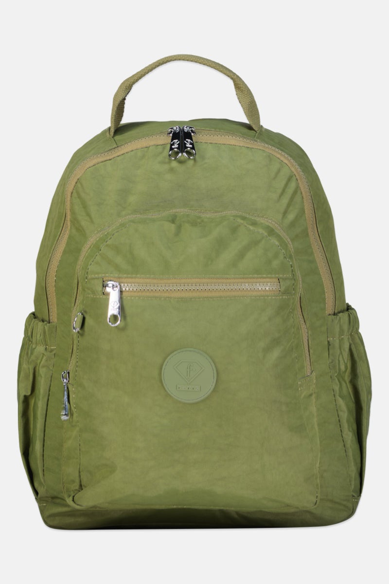 I Love Fashion Women Brand Logo Backpack, Olive - Image 1