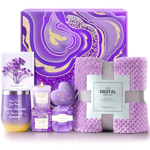 ANLEMIN Birthday Gifts for Women Care Package, Get Well Soon Gifts for Mom, Her, Girlfriend, Bestie, Sister, Wife - White Elephant, Christmas, Self Care Gift Basket with Luxurious Flannel Blanket - Image 1